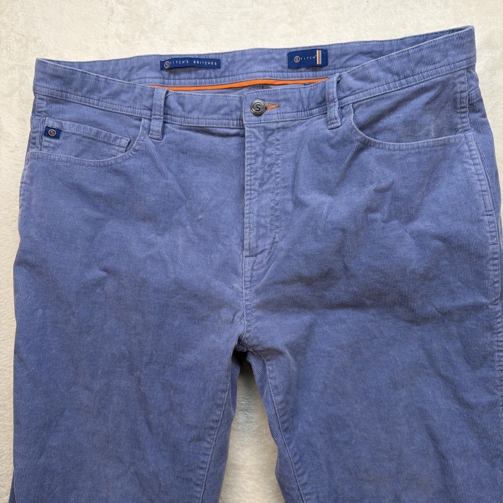 Stitch Golf Corduroy Pants Men 38x30 Blue Stretch Casual Preppy Slim Fit